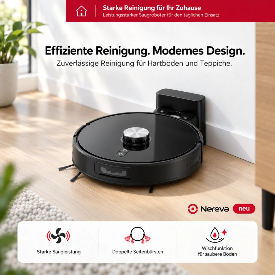 Nereva™ Orbit Saugroboter mit Wischfunktion und Laser-Navigation